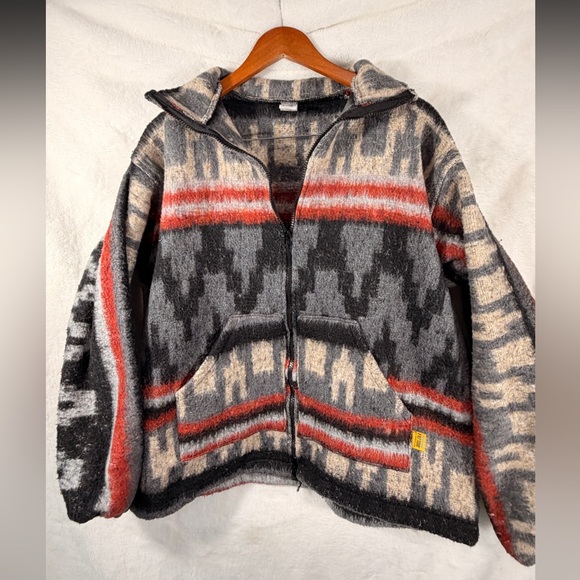 Artesanías MR Molina Mexican Baja Hoodie Jacket Men’s M Wool Blend Zip-Up coat - Picture 5 of 9